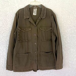 Sadie & Sage military/utility style jacket size M buttons,pockets green color